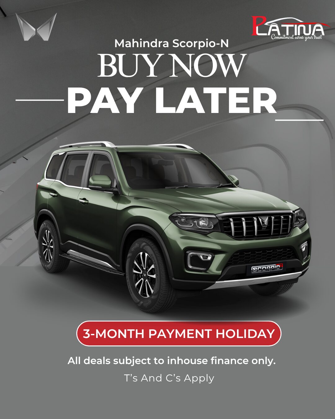 BUY NOW AND PAY LATER – Scorpio N image from Mahindra Rustenburg