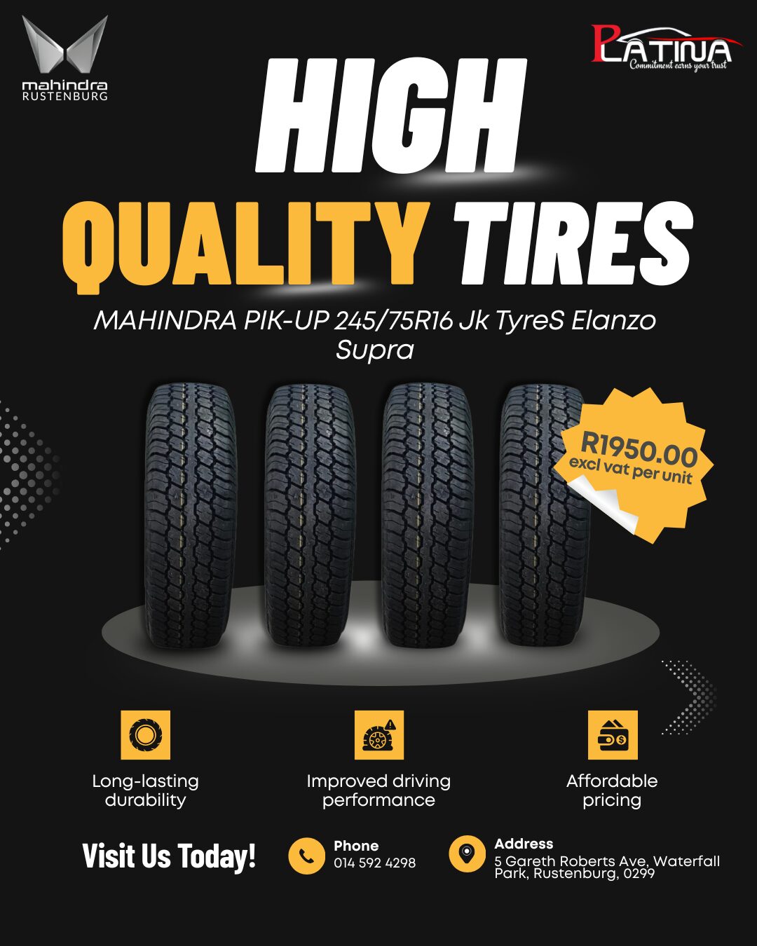Mahindra PikUp Tyres image from Mahindra Rustenburg